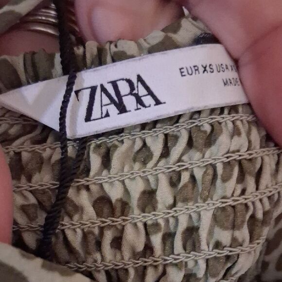 ZARA Green Leopard Print Slip Dress Size XS - Picture 11 of 16